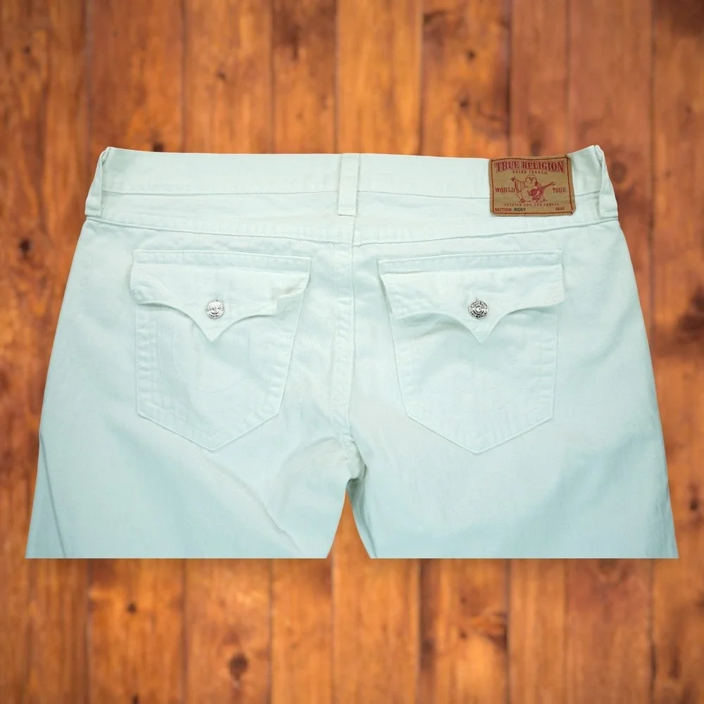 Vintage True Religion White Y2K Ricky‎ Relaxed Straight Pants Size: 44